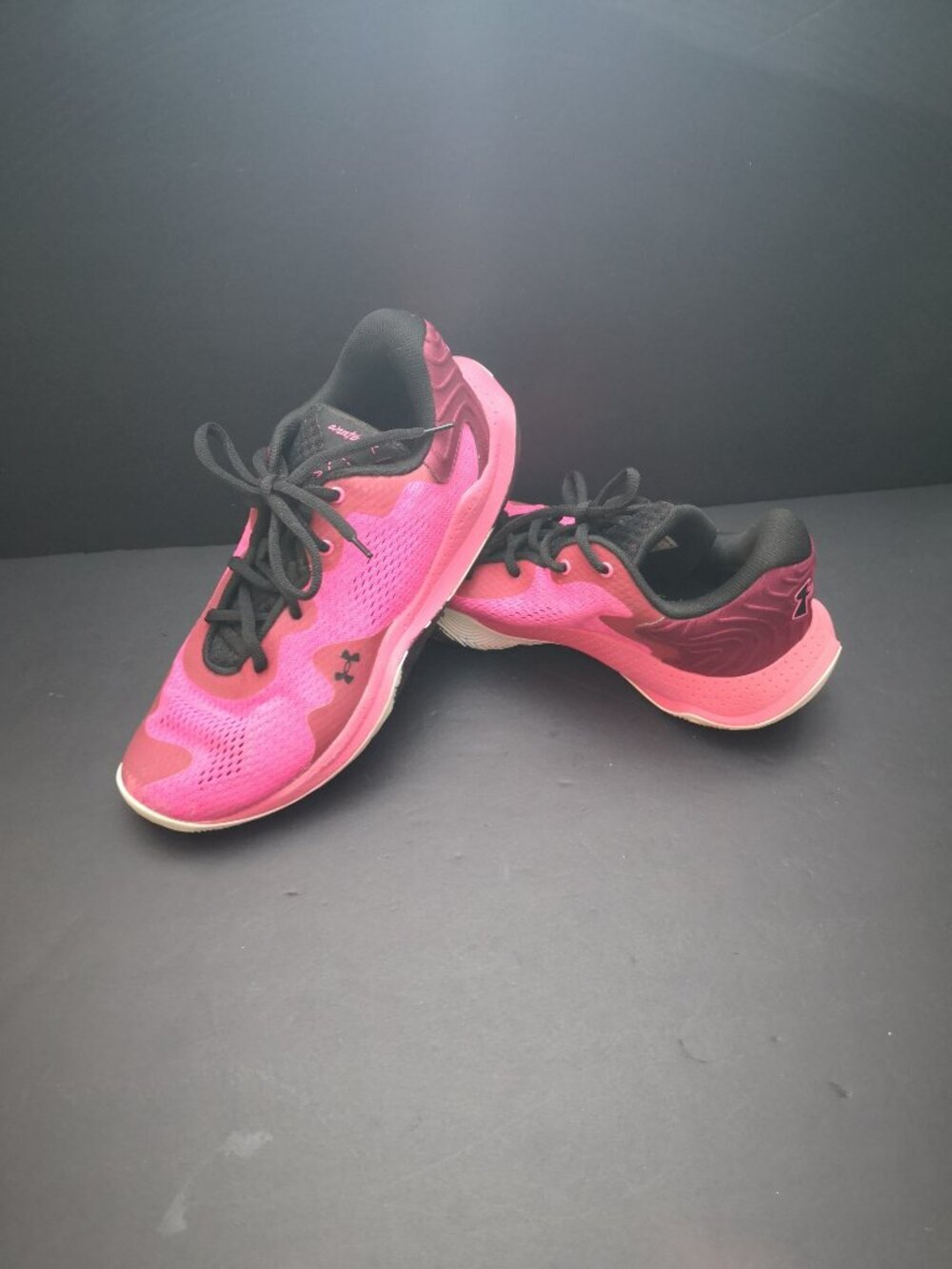 Under Armour Anatomix W-10 / M-8.5 Pink Black Burgundy Basketball Sneakers